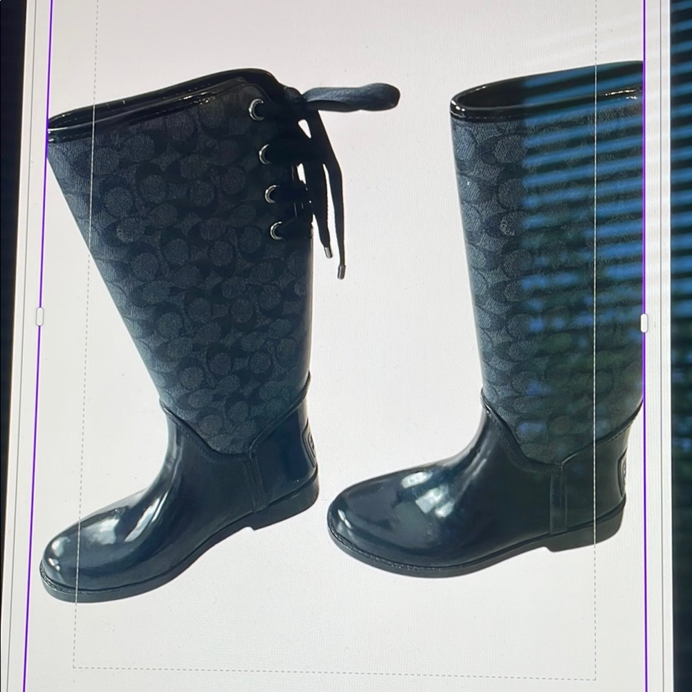 Coach Black Quilted Winter Rain Boots